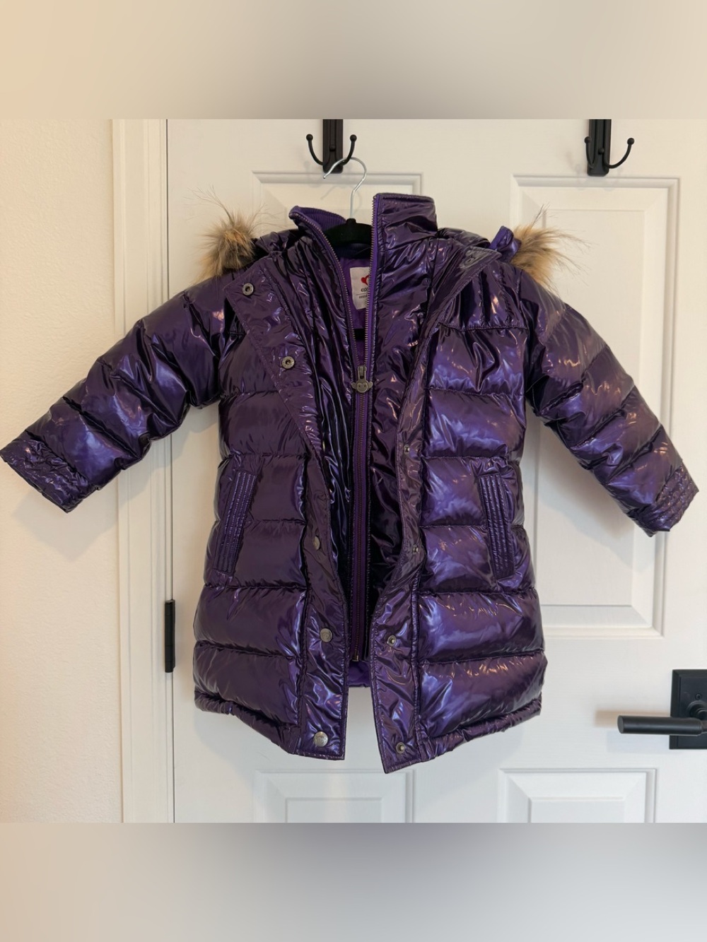 Appaman Purple Puffer Coat with Faux-Fur Trim - 4T